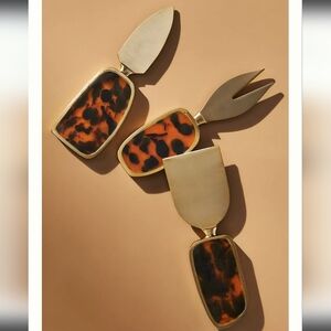Anthropologie Tortoise Cheese Knives - set of 3 - gold & tortoise shell